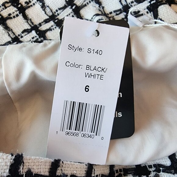 NEW Alexia Admor Womens 6 Skirt Tweed Mini Pencil Ivory Black Preppy Party Twee - Picture 10 of 12